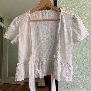 Brandy Melville John Galt Cora Front Tie White Top